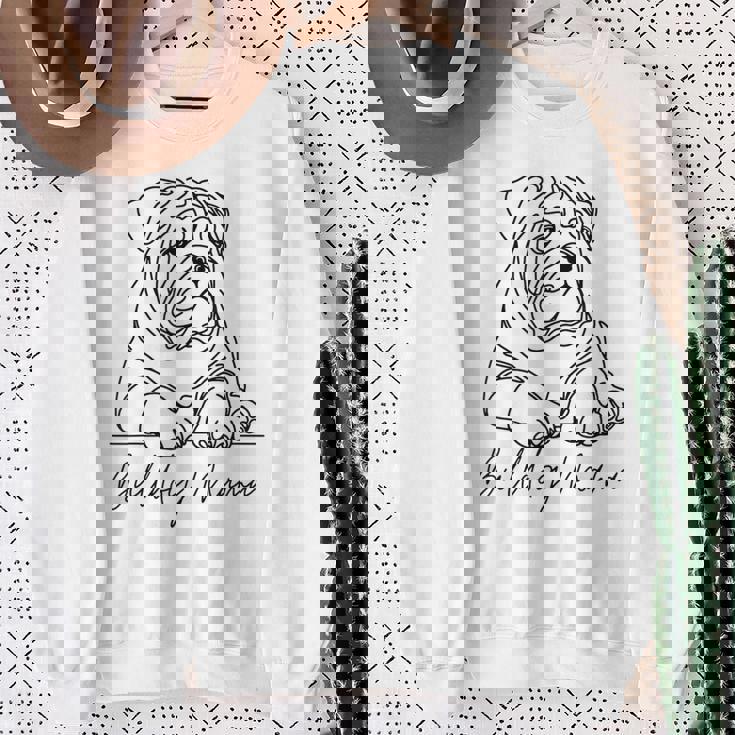 イングリッシュブルドッグ ママ ブルドッグ ママ キュート ラインアート 犬 アーティスティック スウェットシャツ 年配の女性への贈り物