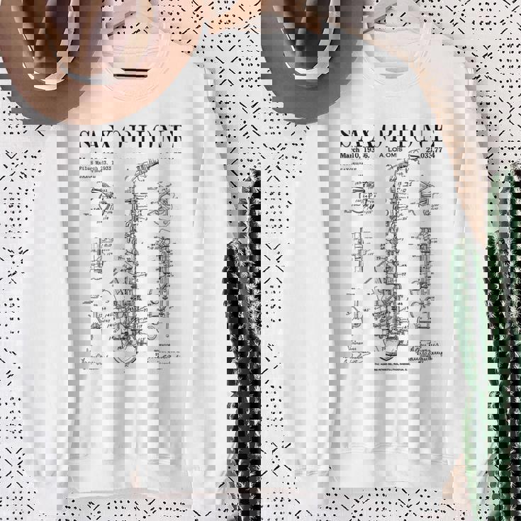 サックス オールド ヴィンテージ 特許 図面 プリント スウェットシャツ 年配の女性への贈り物