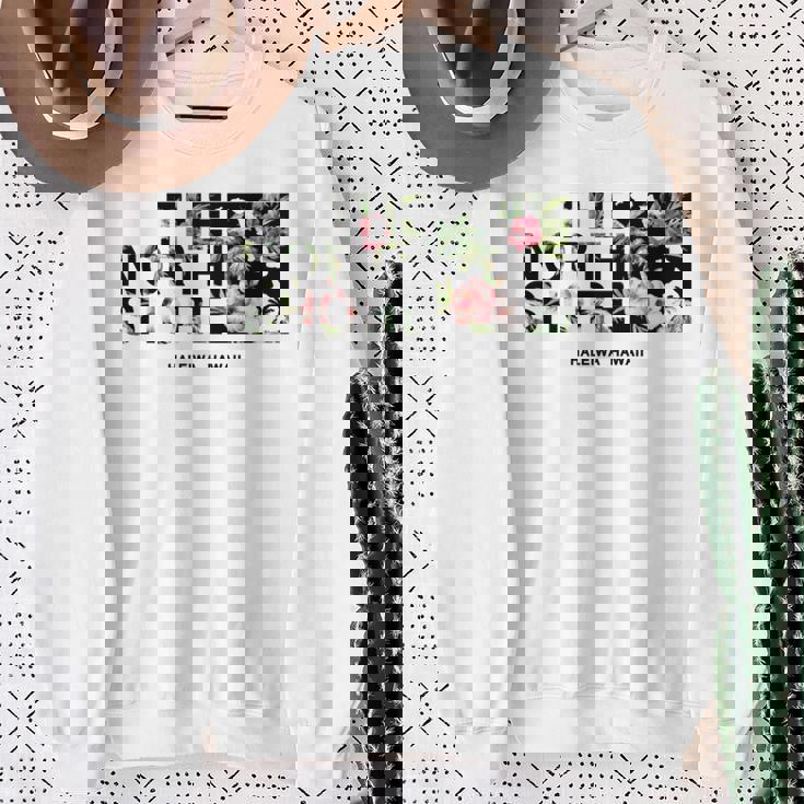 ハワイ ヴィンテージスタイル ノースショア ハレイワ ヤシの木 長袖tシャツ スウェットシャツ 年配の女性への贈り物