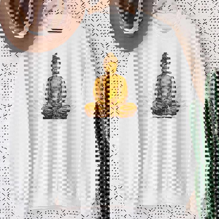 ブッダ 国際ヨガデー バックプリント スウェットシャツ 年配の女性への贈り物