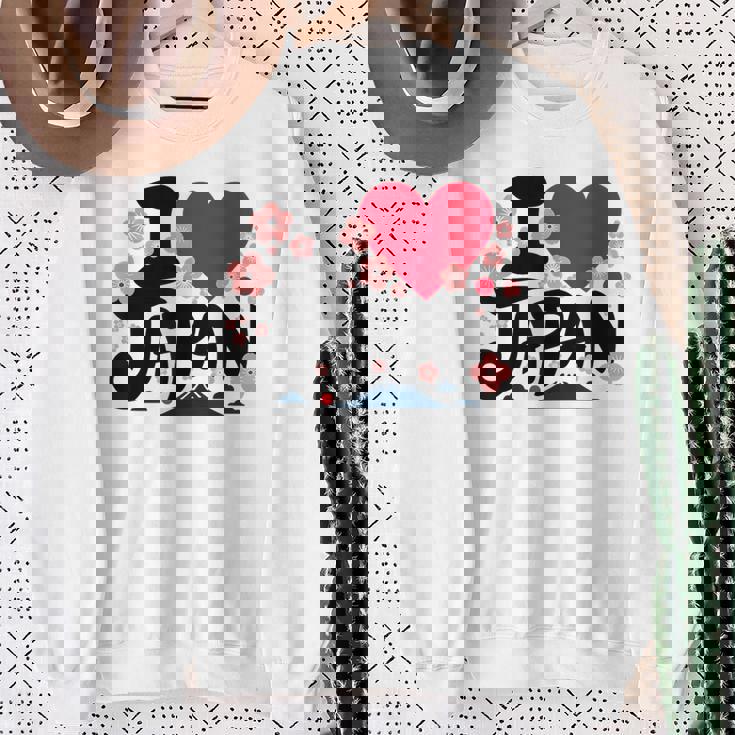 日本人 I Love Japan 桜 旗 富士山 旅行 スウェットシャツ 年配の女性への贈り物