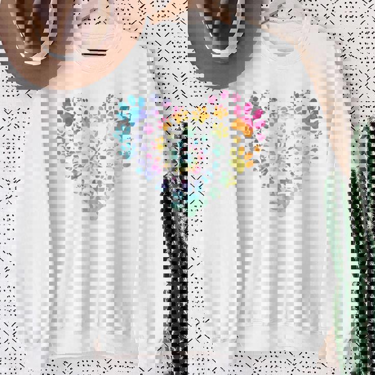 バックプリント 犬の足跡 犬 ペット 足跡 プリント 長袖tシャツ スウェットシャツ 年配の女性への贈り物