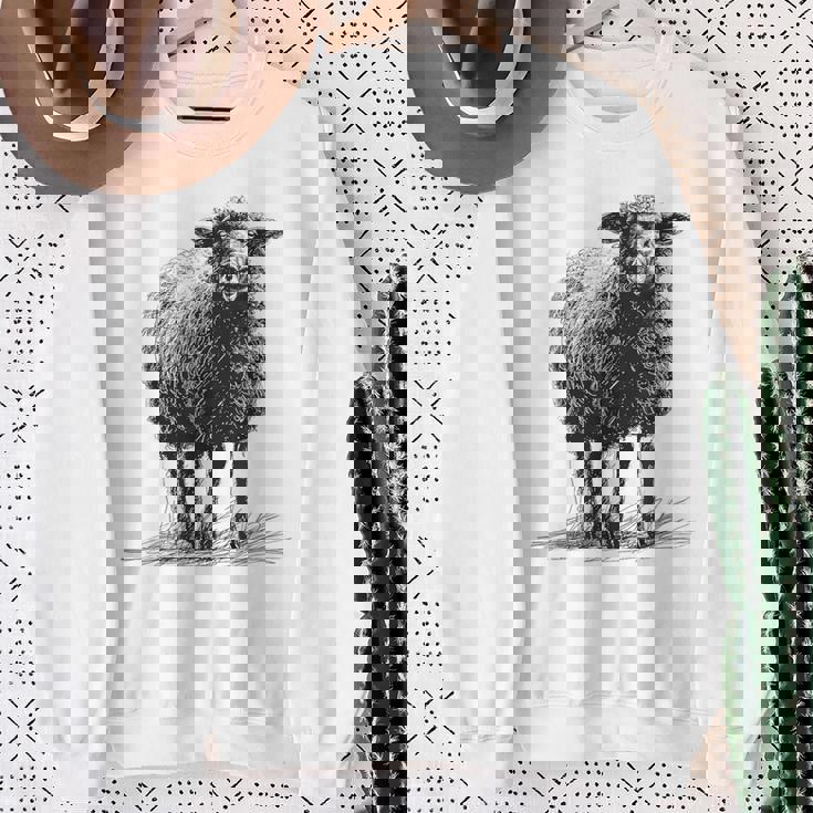 羊 アニマルプリント 動物園 ドローイング アート 絵画 羊 スウェットシャツ 年配の女性への贈り物