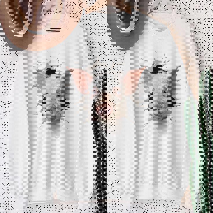 豚 アニマル柄 グラフィック 図面 イラスト 顔 豚 スウェットシャツ 年配の女性への贈り物