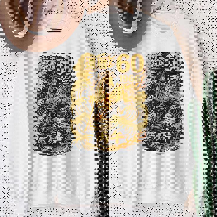 還暦 祝い 60歳 1966 丙午 火の馬 和風 和柄 馬 波 炎 記念 スウェットシャツ 年配の女性への贈り物