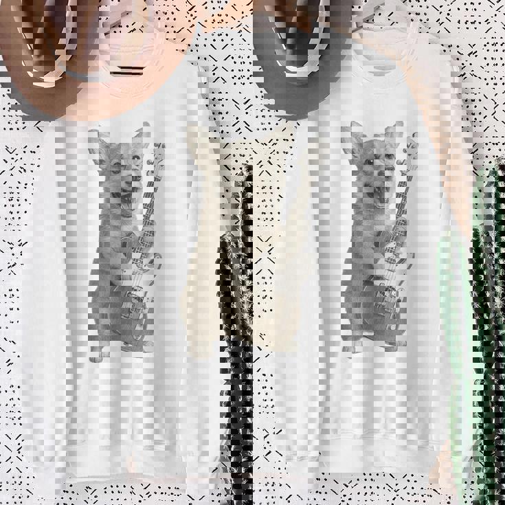 面白いtシャツ コーギー ギター イヌ メンズ 犬好き グッズ かわいい おもしろ 面白い 服 ネタ スウェットシャツ 年配の女性への贈り物