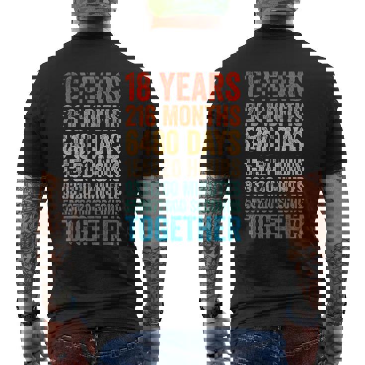 18年目の記念日 彼 彼女 カップル 18回目の結婚 メンズTシャツ バックプリント