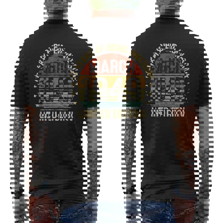 3月の誕生日 Est 1949 限定版 ヴィンテージ 77歳 メンズTシャツ バックプリント