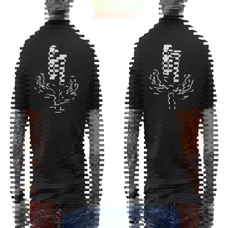67 Six Seven Hand Gesture Meme Men's T-shirt Back Print