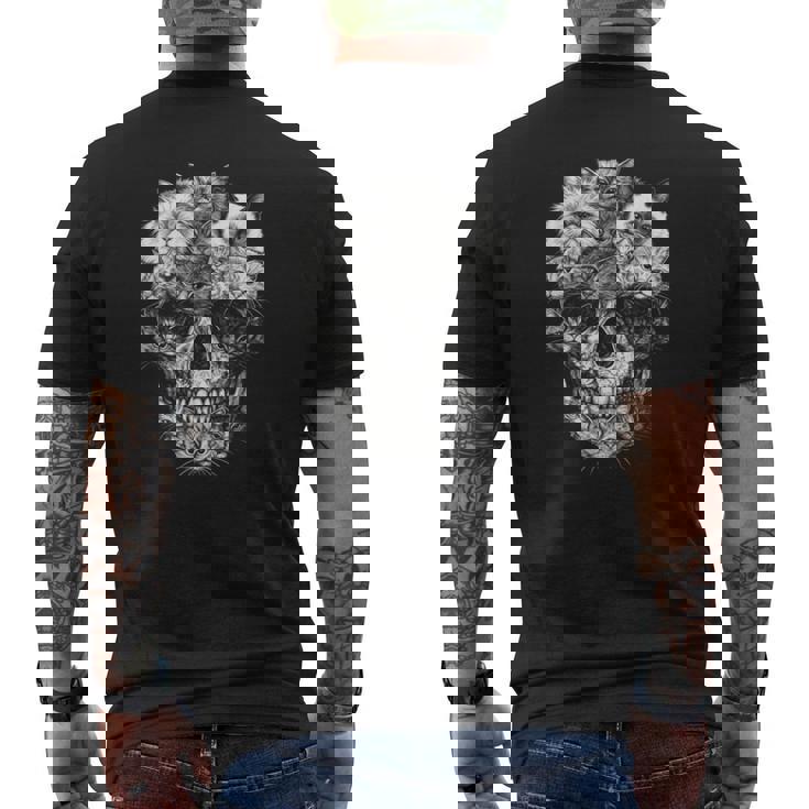 Akull But It's Cats Kitty スケルトン ハロウィン 猫 スカル メンズTシャツ バックプリント