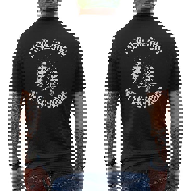 All Good Camp In The Woods 面白いキャンプテント キャンプファイヤー メンズTシャツ バックプリント