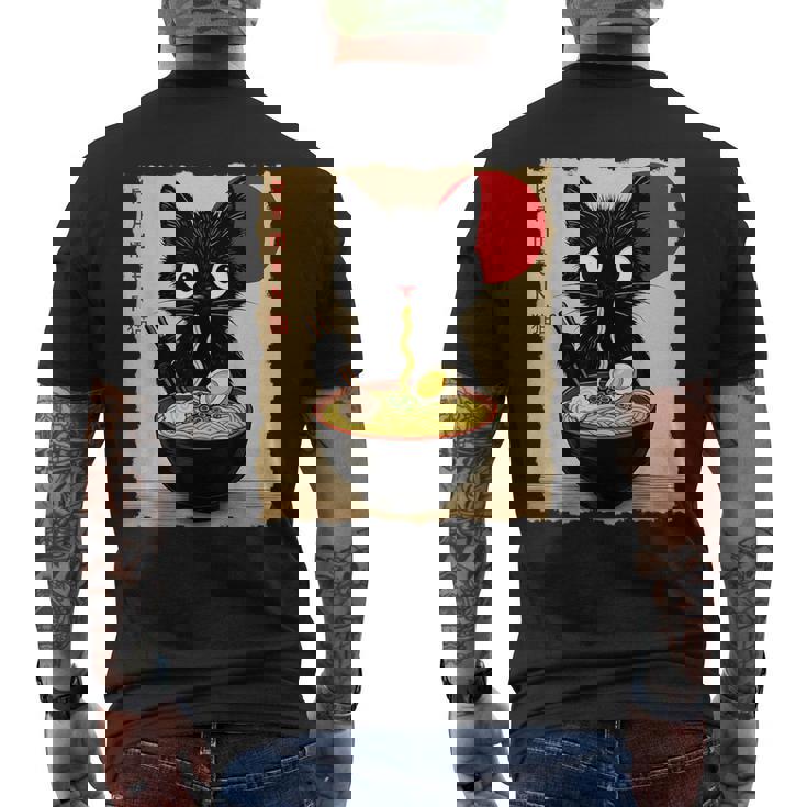 Anime Cat Ramen Japanese Cat Graphic Anime Men's T-shirt Back Print