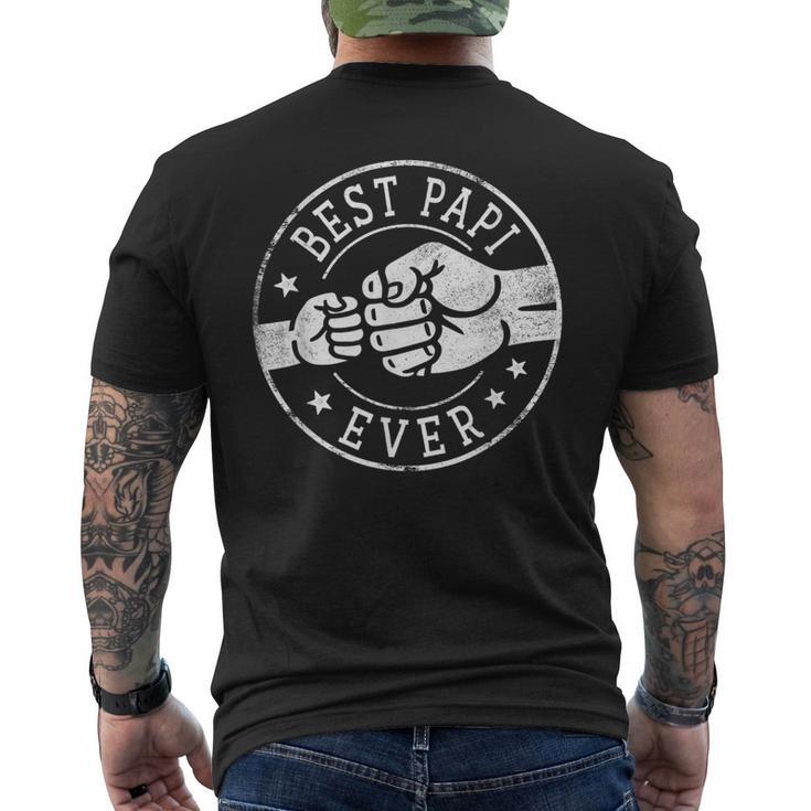 Papi Design Black Text Best Papi Ever Fist Bump Circle Emblem Papi Men's T-shirt Back Print ...