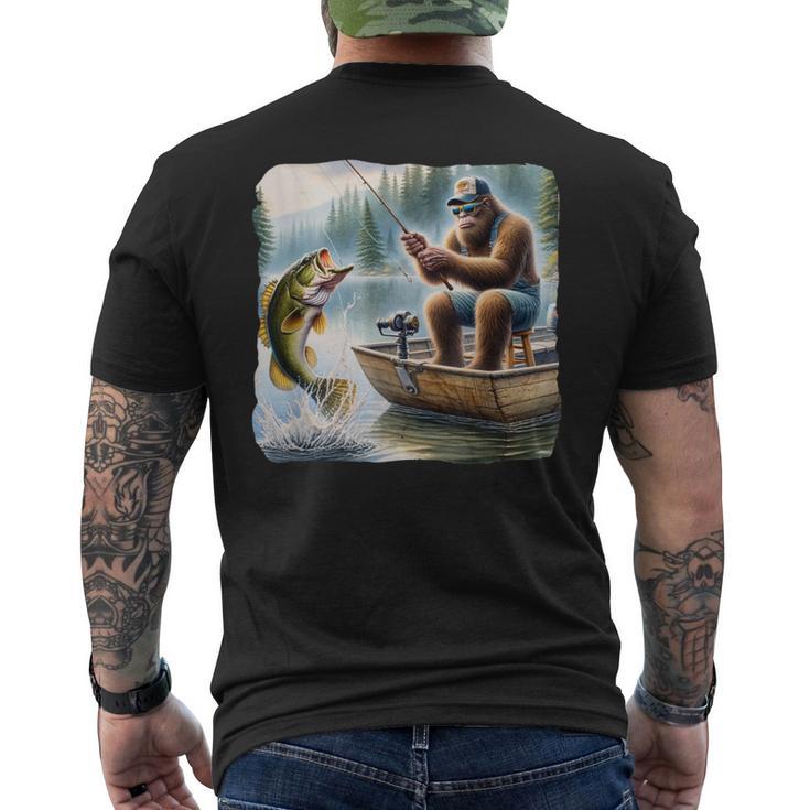 Bigfoot Fishing Sasquatch Summer Bass Fisherman Men's T-shirt Back