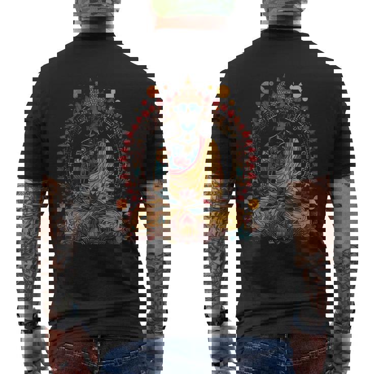 Buddha Vintage Flowers Zen Buddhist Buddhism Yoga Spiritual Men's T-shirt Back Print