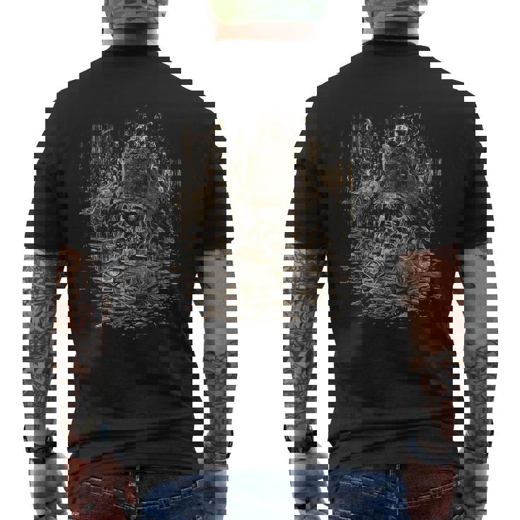 Caribe Macaw Brújula Con Calavera Pirata Camiseta Hombre Estampado Espalda