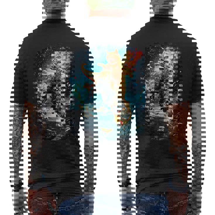 Chat De L'espace À Chevalur Le Dinosaure T Rex T-shirt imprimé au dos