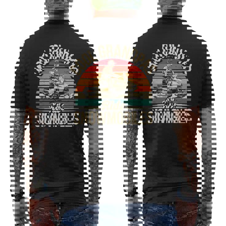 Cool Grandpas Ride Snowmobiles Vintage Snowmobiling Grandpa Men's Back Print T-Shirt