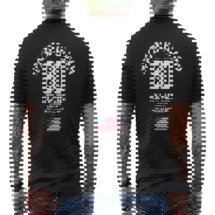 Cooltaten Island New York City Illustration Fashiontyle メンズTシャツ バックプリント