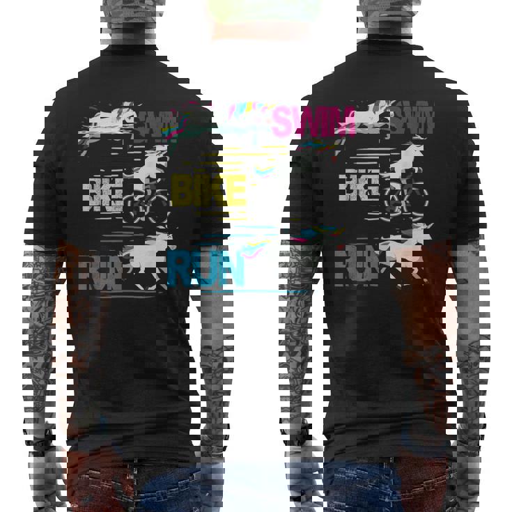 Course Natationélo Licorne Drôle Triathlète Triathlon T-shirt imprimé au dos