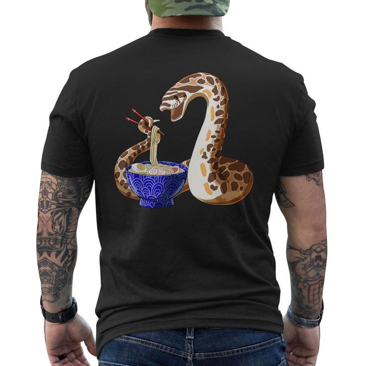 Cute Snake Eating Ramen Anime Style Hognose Snake Men's T-shirt Back Print