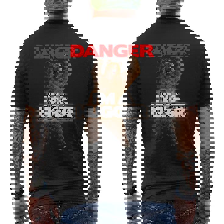 Danger I'm A Big Hugger 面白い危険な熊のハギング メンズTシャツ バックプリント