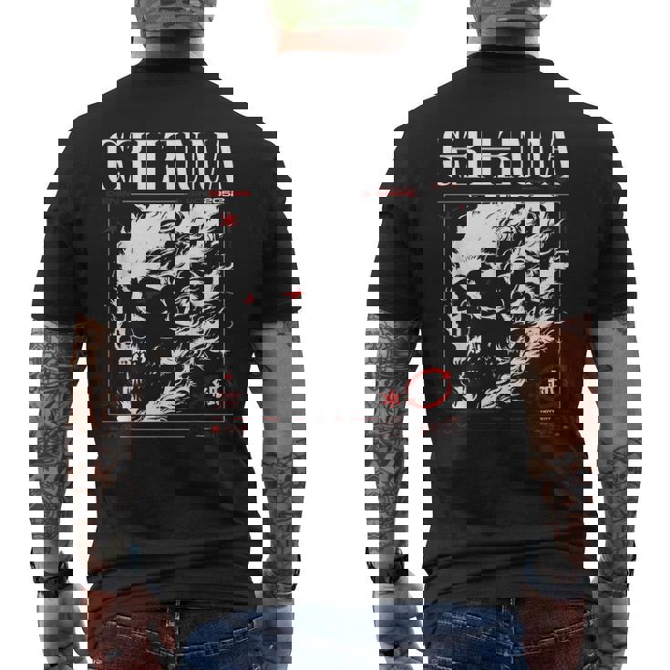 Dark Gothic Black And Red Skull Emo Y2k Grunge Streetwear Men's T-shirt Back Print