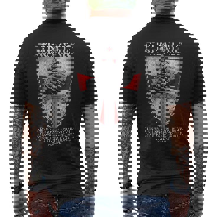 Deusult He Trains My Hands For War Templar Knights メンズTシャツ バックプリント