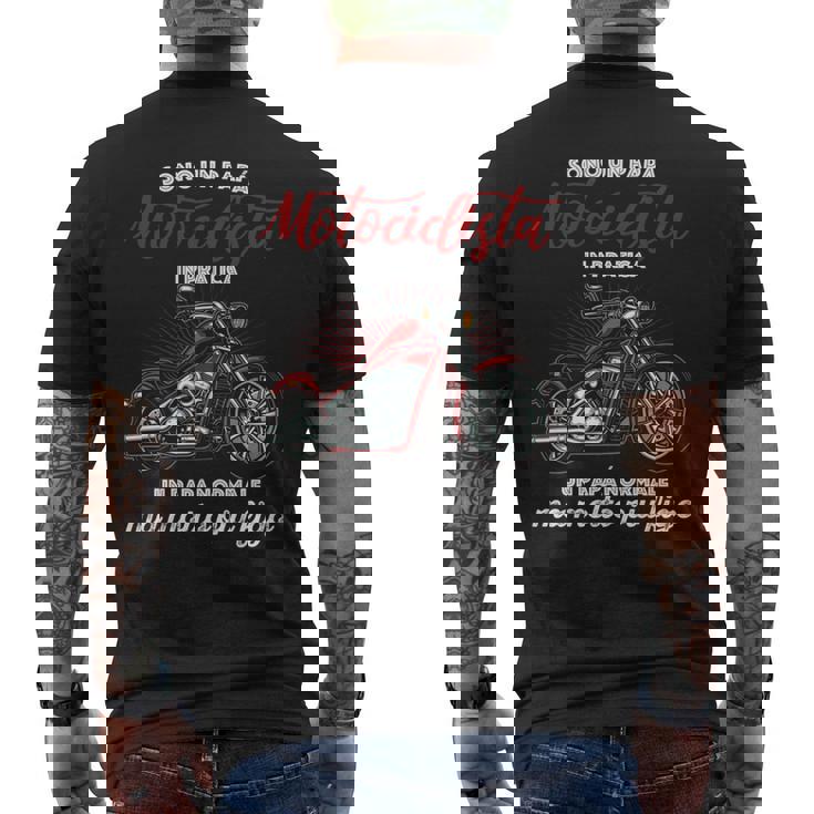 Di Festa Del Papà Divertente Idea Moto Papà Motociclista Maglia A Manica T-shirt da uomo con stampa posteriore