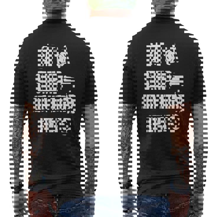 Divertida Krav Maga Eatleep Krav Maga Repeat Camiseta Hombre Estampado Espalda