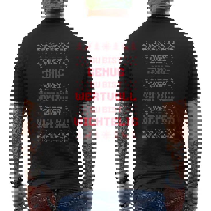 Du Bist Genug Und Wichtelig Wortwitz Weihnachten T-Shirt mit Rückendruck