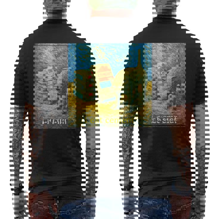 I Eat Cement 猫 ゴッホ 印象派 絵画 美学 メンズTシャツ バックプリント