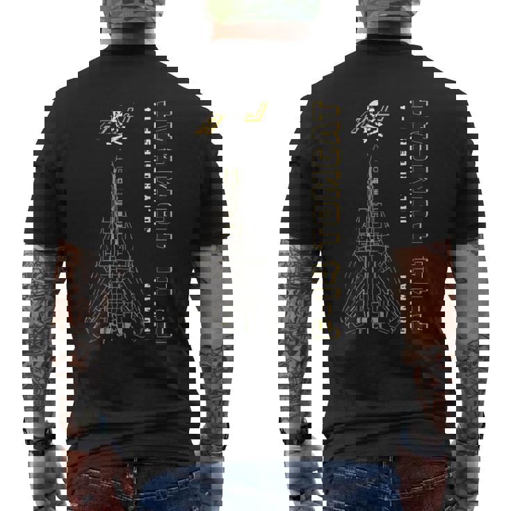 F-14 トムキャット ジョリーロジャース ジェット機プロフィールfa-103 メンズTシャツ バックプリント