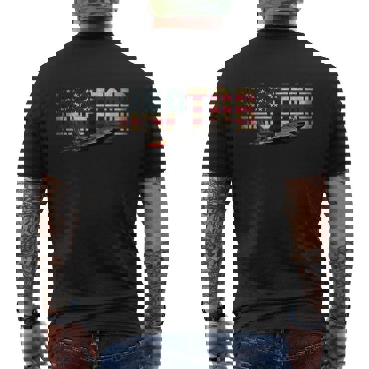 F-22 F22 ラプター ジェット戦闘機 アメリカ国旗 パイロット メンズTシャツ バックプリント