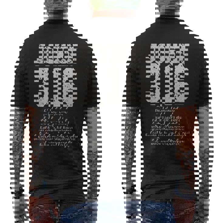 For Godo Loved The World John 316 聖書の言葉 キリスト教 メンズTシャツ バックプリント