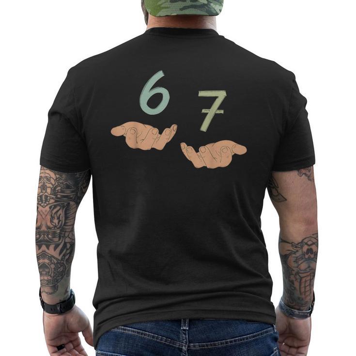 Hands 67 Meme Six Seven Gen Alpha Slang Men's T-shirt Back Print ...