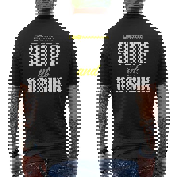 hut Up And Go Fishing Fisher Lover Fish Fishing メンズTシャツ バックプリント