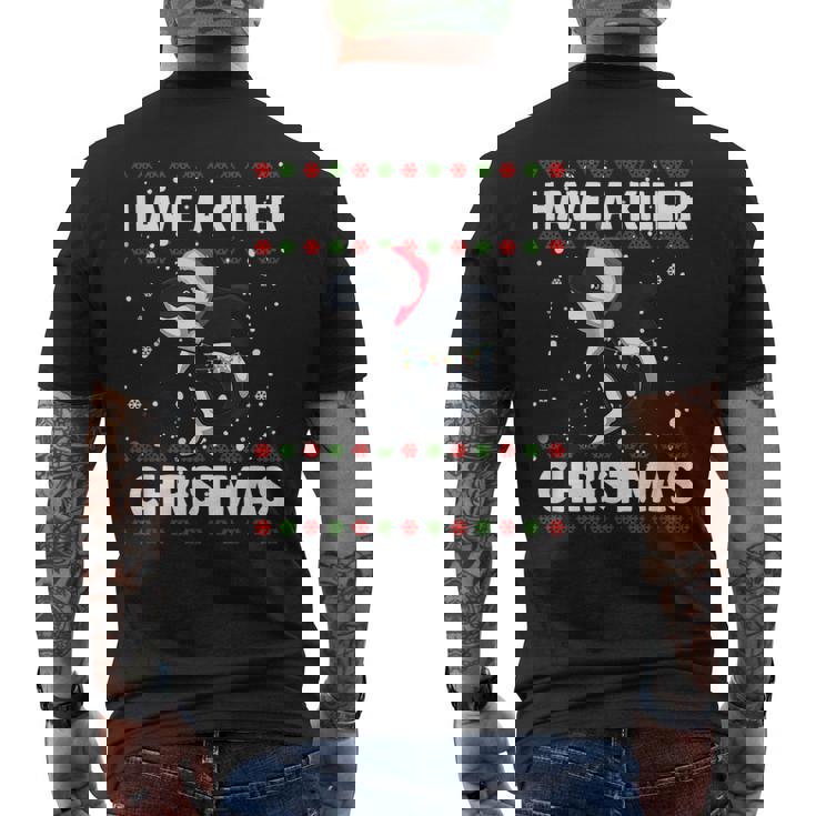 Have A Killer Whale クリスマス サンタ アグリークリスマス シャチ ファニー メンズTシャツ バックプリント