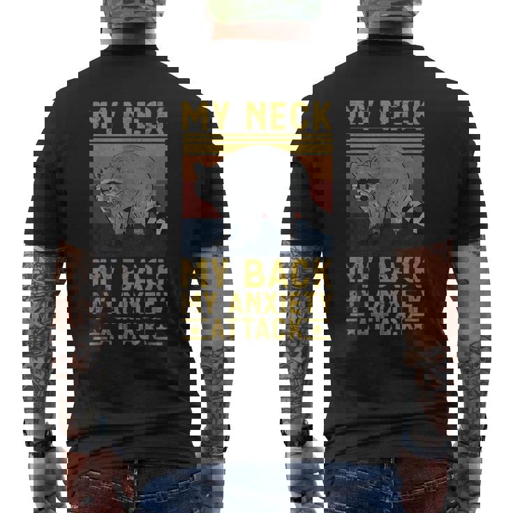 Il Mio Collo La Miachiena Il Mio Attacco Di Ansia Procione Meme Divertente T-shirt da uomo con stampa posteriore