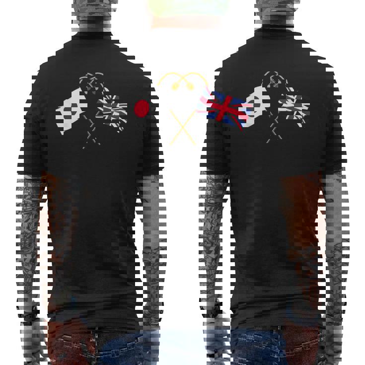 Japanese Flag British Flag 英国遺産 イングリッシュルーツ 日本の国旗 イギリスの国旗 メンズTシャツ バックプリント