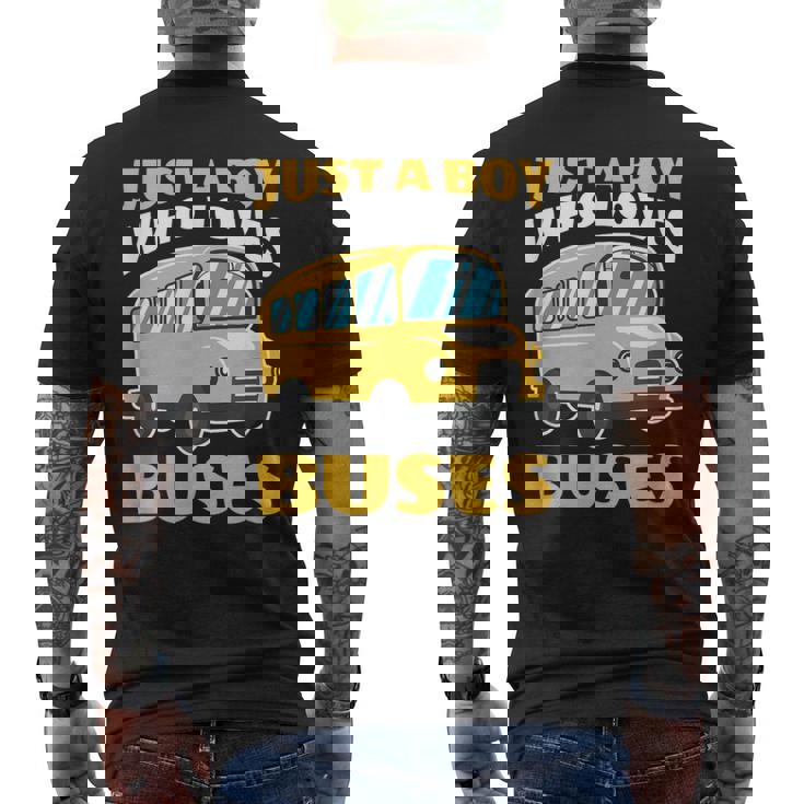 Just A Boy Who Loves Buses バス愛好家 バス愛好家 名言 メンズTシャツ バックプリント