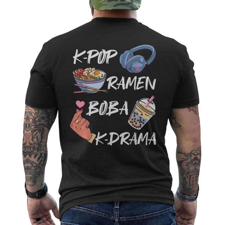 K-Pop Ramen Boba K-Drama Cuisineud-Coréenne Film Musique Amoureux T-shirt imprimé au dos