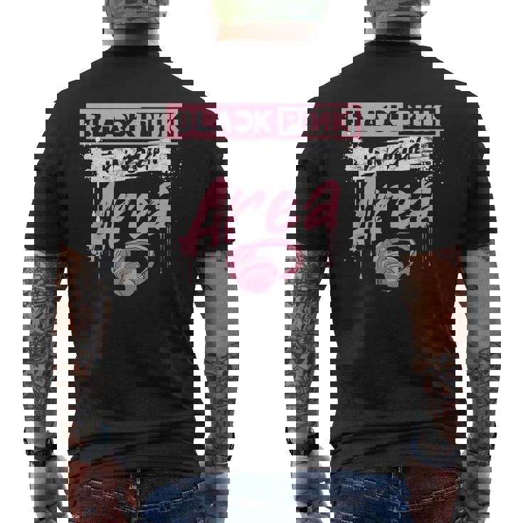 K-Pop 韓国ポップファッション ブラック ピンク 韓国 K-Pop好き向け メンズTシャツ バックプリント