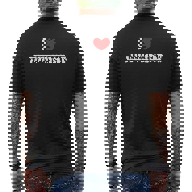 I Love Jefferson 私は愛する Jefferson メンズTシャツ バックプリント