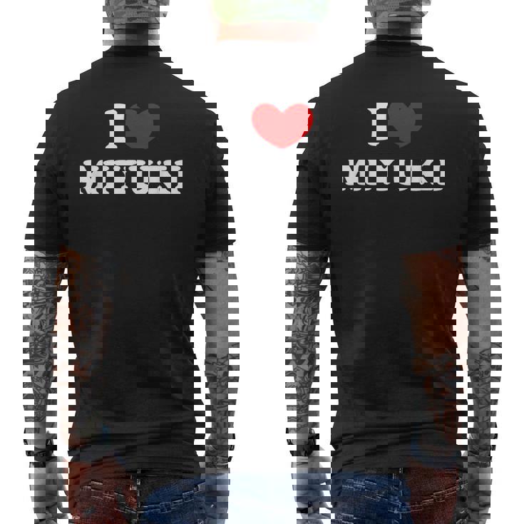 I Love Miyuki 私は愛する Miyuki メンズTシャツ バックプリント