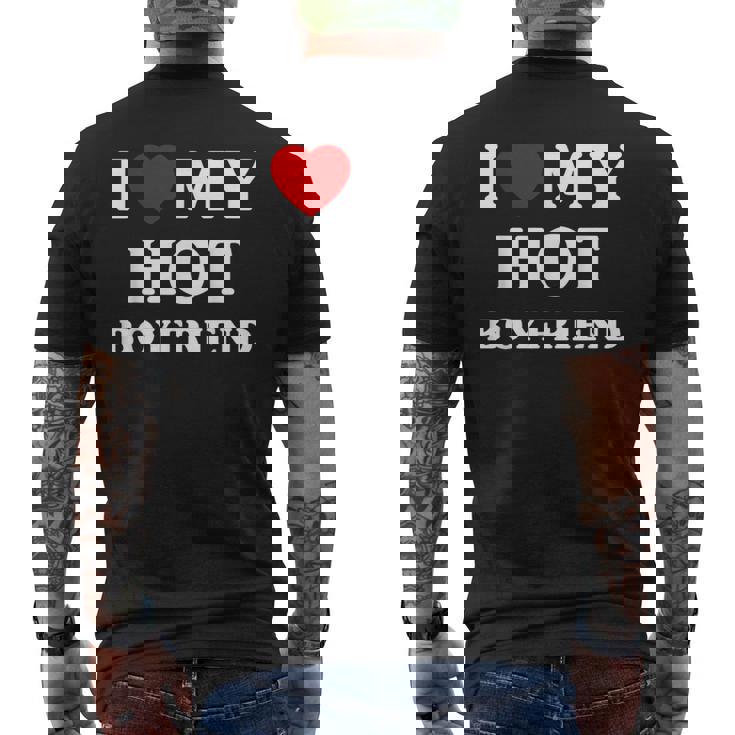 I Love My Hot Boyfriend シャツ マッチング I Heart My Boyfriend メンズTシャツ バックプリント