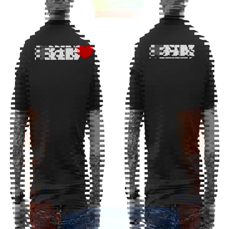 I Love ハート Brains メンズTシャツ バックプリント