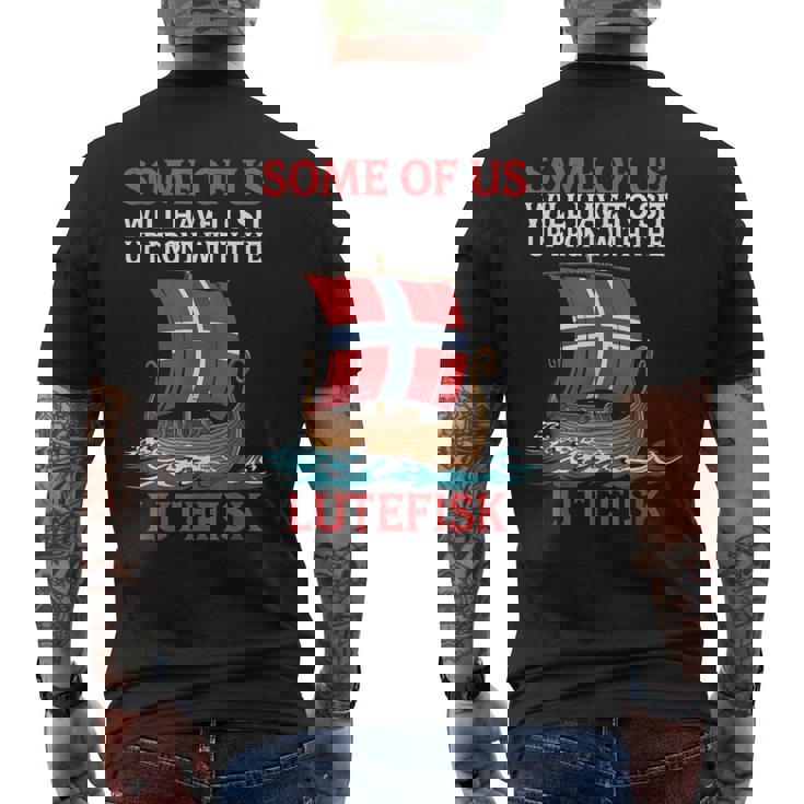 Lutefisk Who Will についてお子様に話さないでください。 メンズTシャツ バックプリント