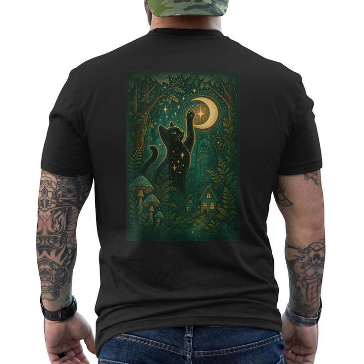 Magical Black Cat Moon Forest Fantasy Cottagecore Men's T-shirt Back Print