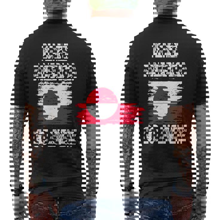 Make America Go Away グリーンランド国旗 アンティーク調 メンズTシャツ バックプリント